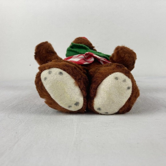Vintage Plush Stuffed Animal Bear Chef Hat Vest Checkered Plaid 13" - Picture 7 of 8